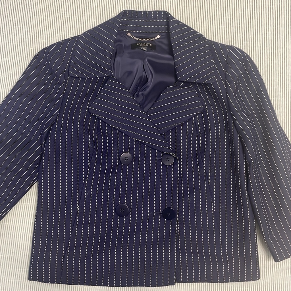 Talbots Jacket Size 12 Petite, Navy Blue